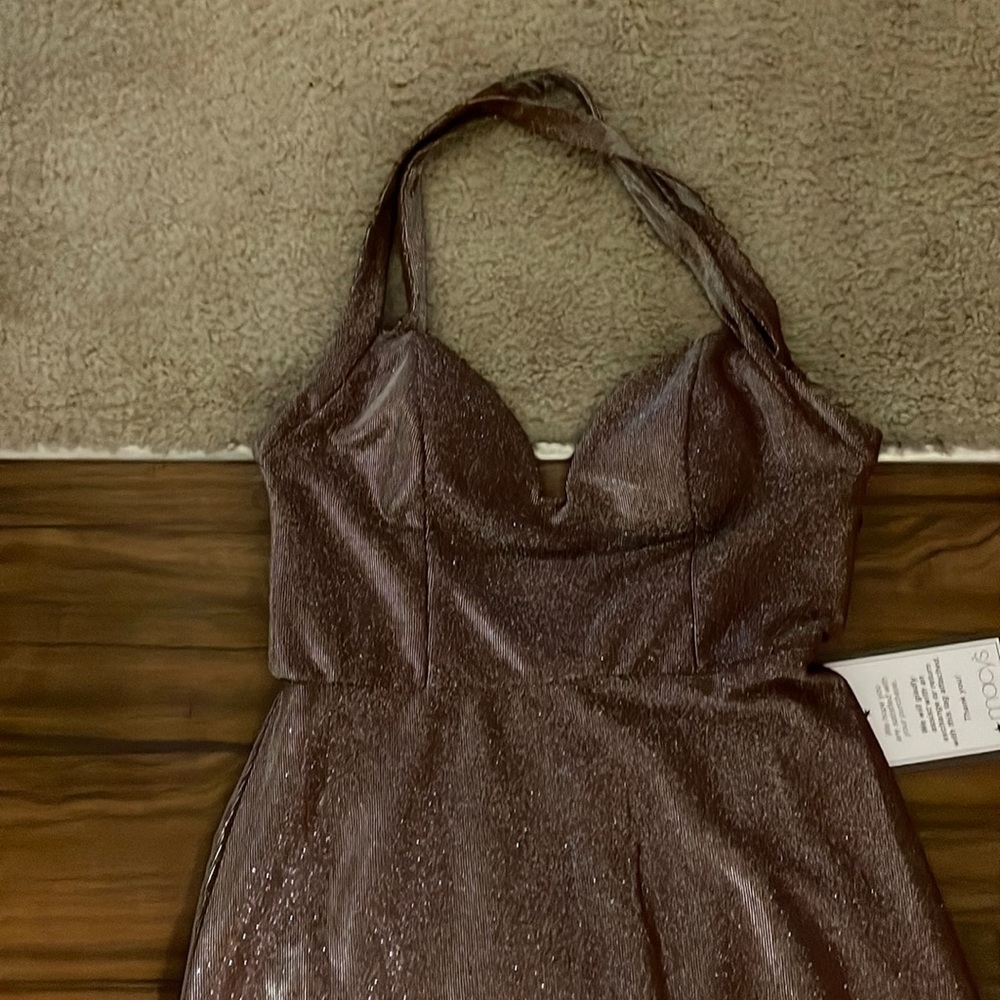 Macys Long Curvy Size 15\16 iridescent wine color prom dress with side slit